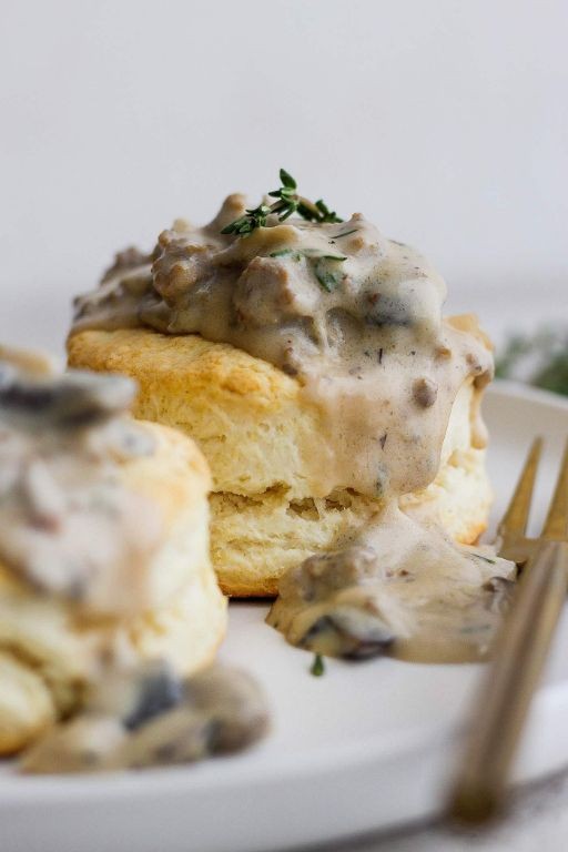 Vienna Sausage and Mushroom Gravy over Biscuits