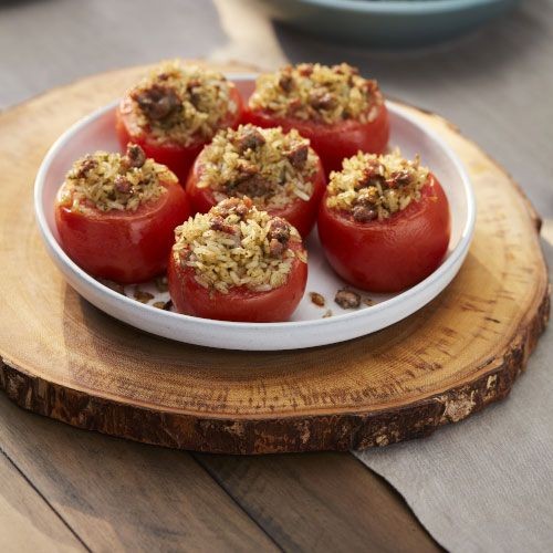 Vienna Sausage and Rice Stuffed Tomatoes