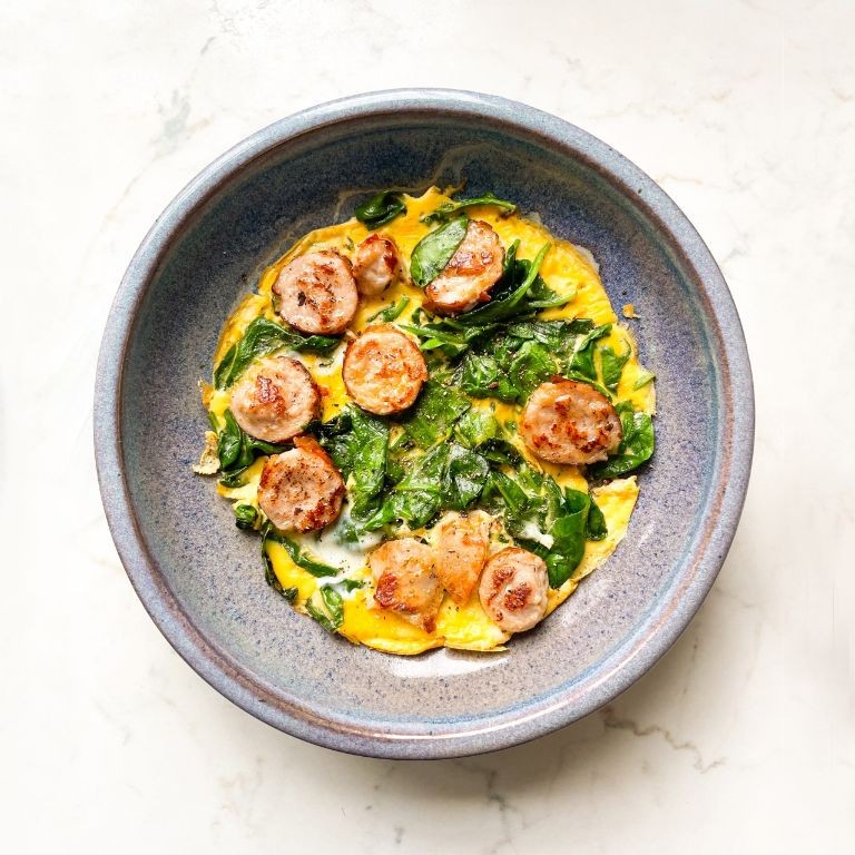 Vienna Sausage and Spinach Omelette