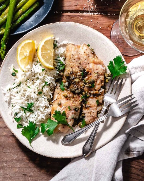 Wahoo Piccata with Capers and White Wine