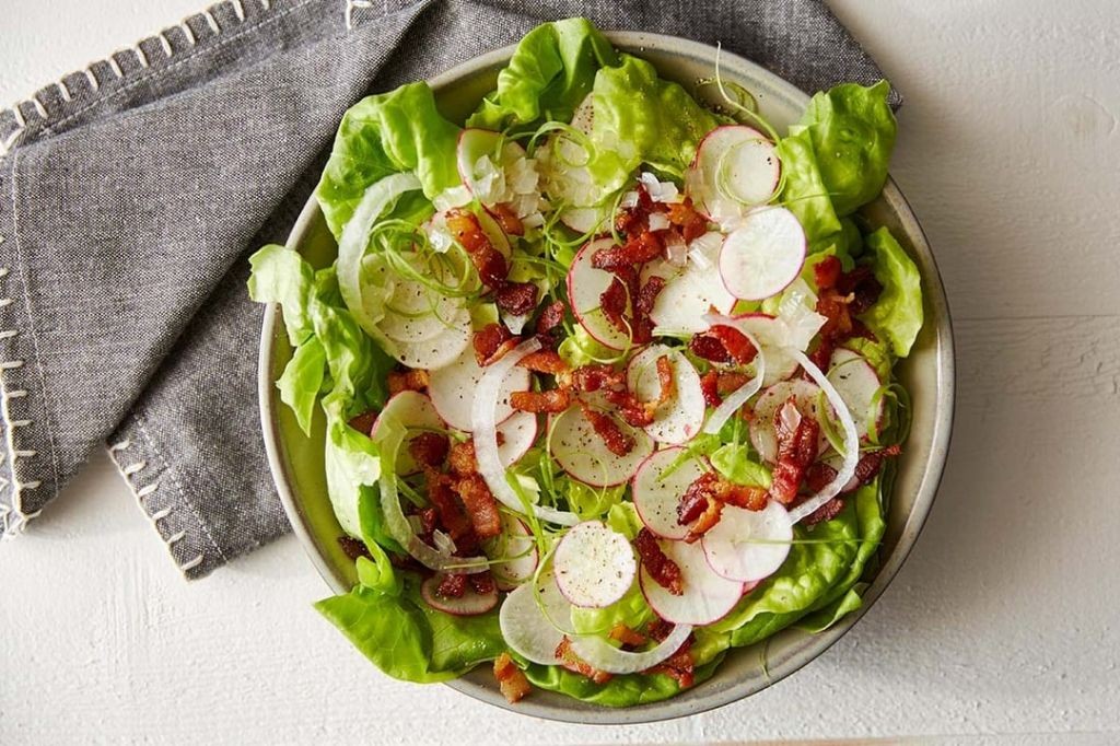 Warm Bacon and Butter Lettuce Salad