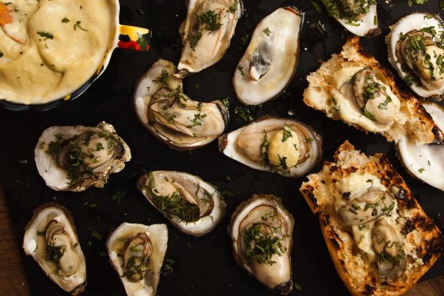 Wasabi Mayo Grilled Oysters