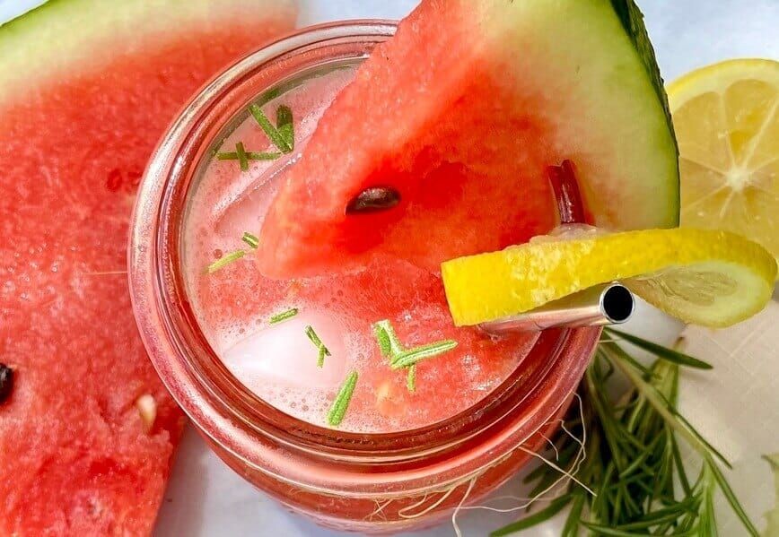 Watermelon Lemonade Cooler with Rosemary