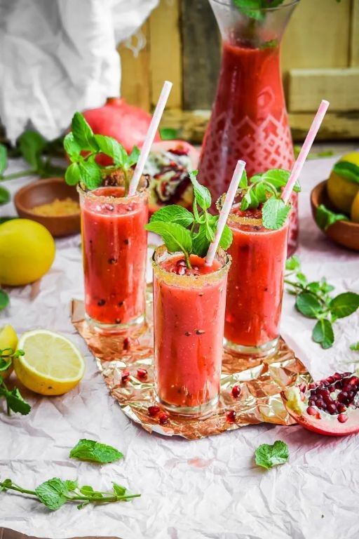 Watermelon Pomegranate Cooler with a Touch of Mint