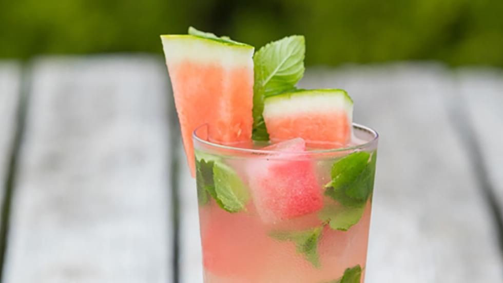 Watermelon Tequila Cooler with Mint Leaves