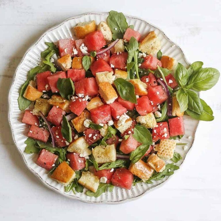 Watermelon and Mint Panzanella Salad