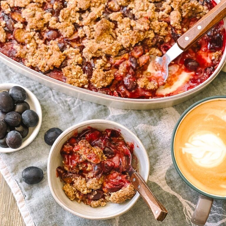 Wild Plum Cobbler with Almond Topping