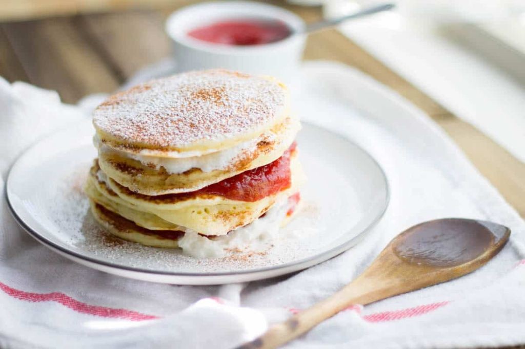 Wild Plum Compote with Pancakes