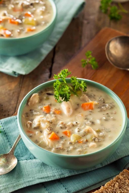 Wild Rice Soup with Mirepoix and Almonds