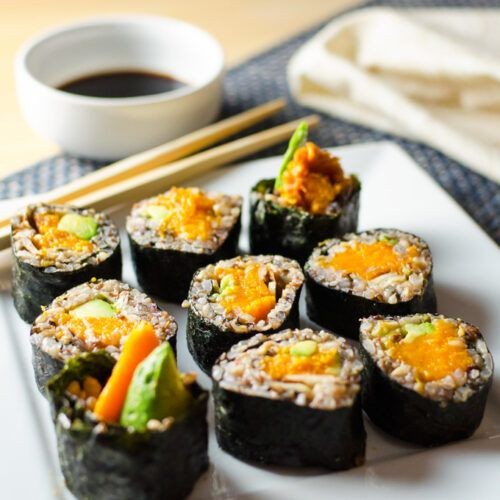Wild Rice and Avocado Sushi Rolls