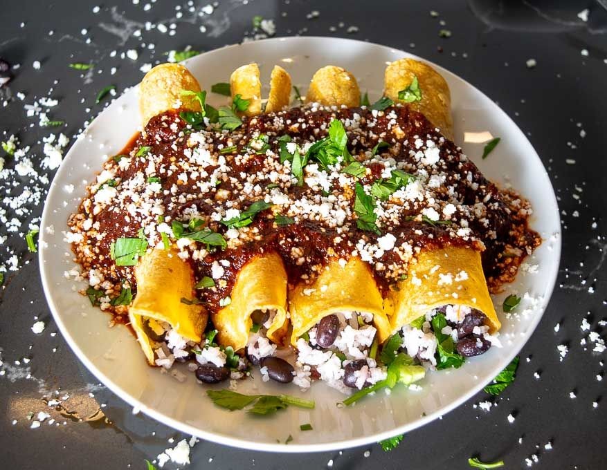 Wild Rice and Black Bean Enchiladas