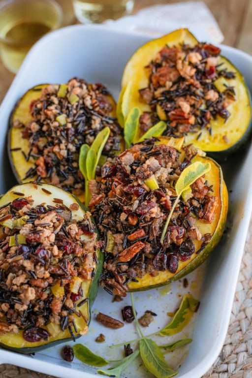 Wild Rice and Sausage Stuffed Acorn Squash