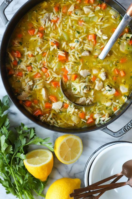 Zesty Lemon Shredded Chicken Orzo Soup