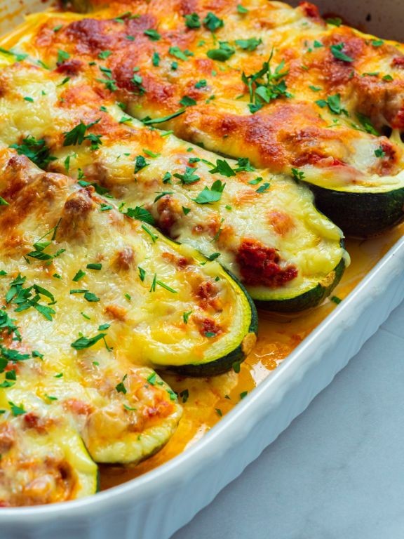 Zucchini Boats Stuffed with Ground Beef