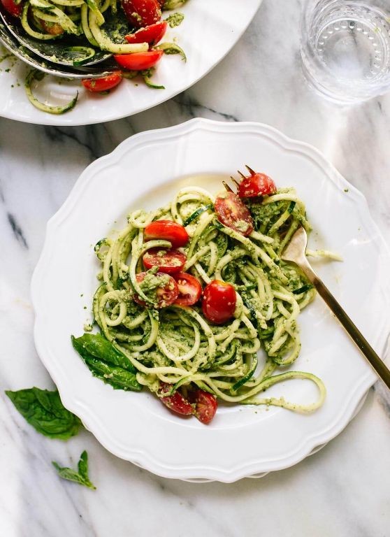 Zucchini Pasta with Basil Pesto