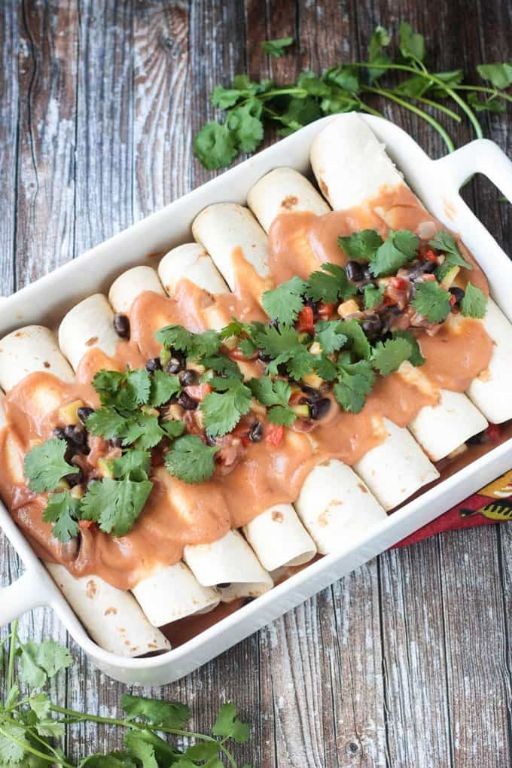 Zucchini and Black Bean Vegan Enchiladas