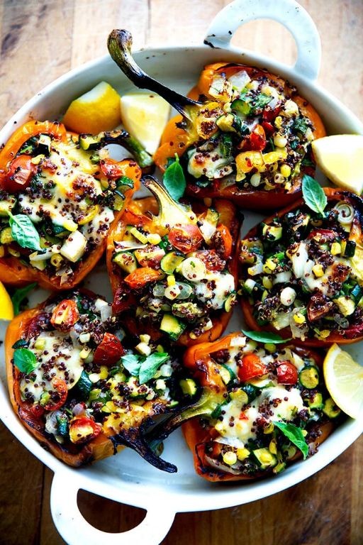 Zucchini and Feta Stuffed Peppers