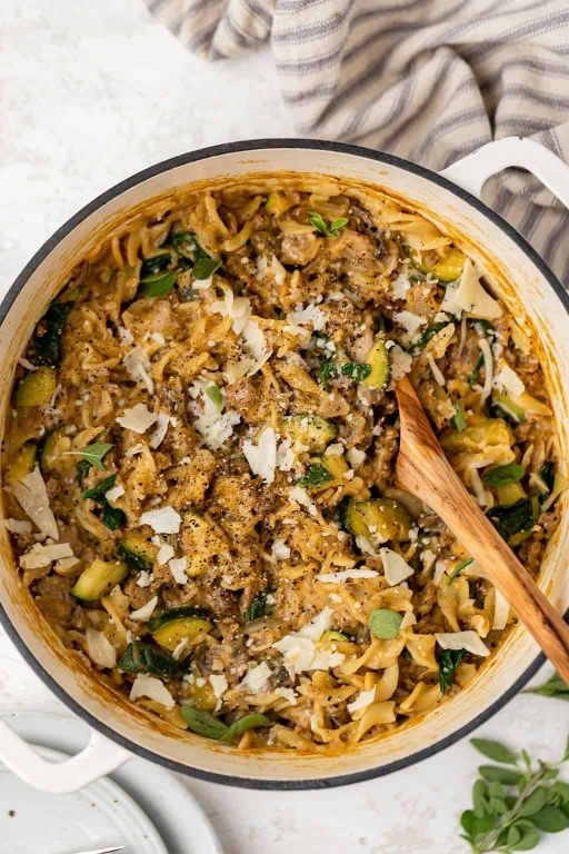 Zucchini and Ground Beef Pasta Bake