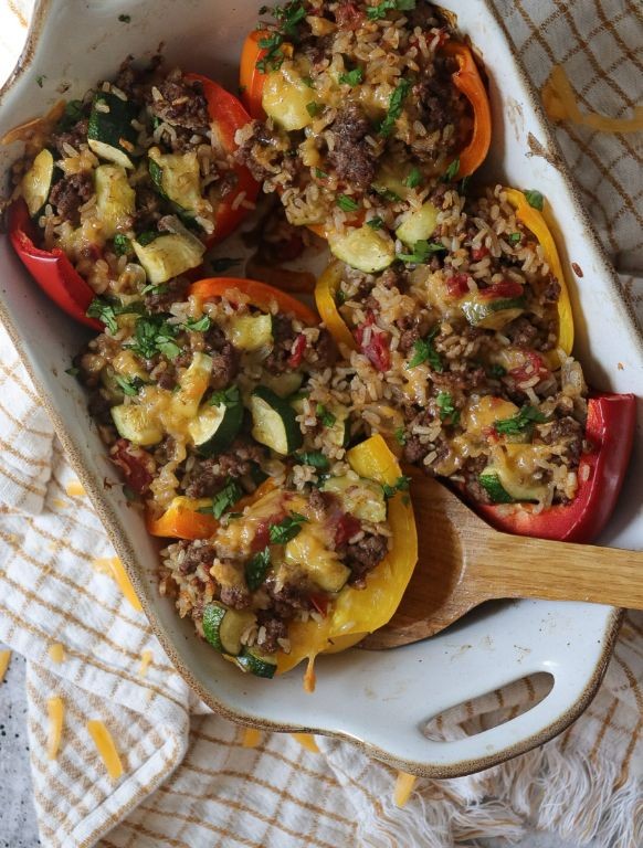 Zucchini and Ground Beef Stuffed Peppers