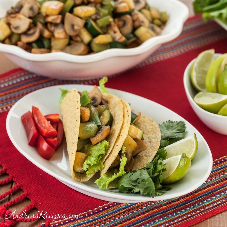 Zucchini and Mushroom Vegan Tacos