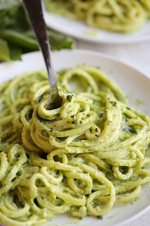 Zucchini noodles with avocado pesto
