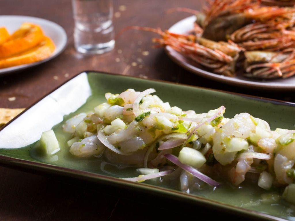 7 Mares Aguachile with Cucumber and Red Onion