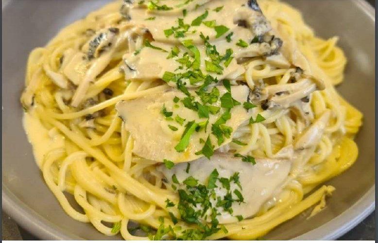 Abalone Pasta in Creamy White Wine Sauce