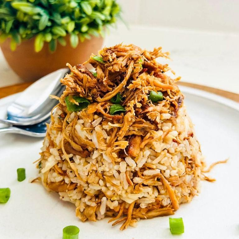 Adobo Chicken Fried Rice with Scrambled Eggs