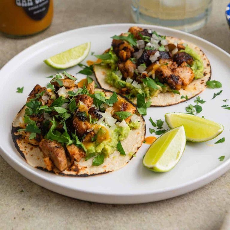 Adobo Chicken Tacos with Fresh Cilantro and Lime