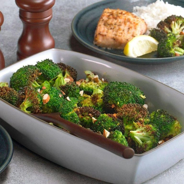 Air Fryer Broccoli with Almonds and Lemon