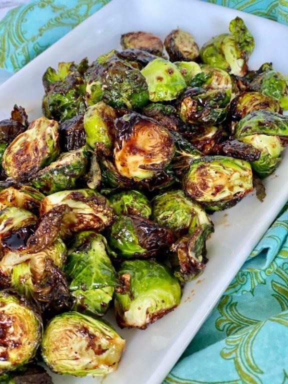 Air Fryer Brussels Sprouts with Balsamic Glaze