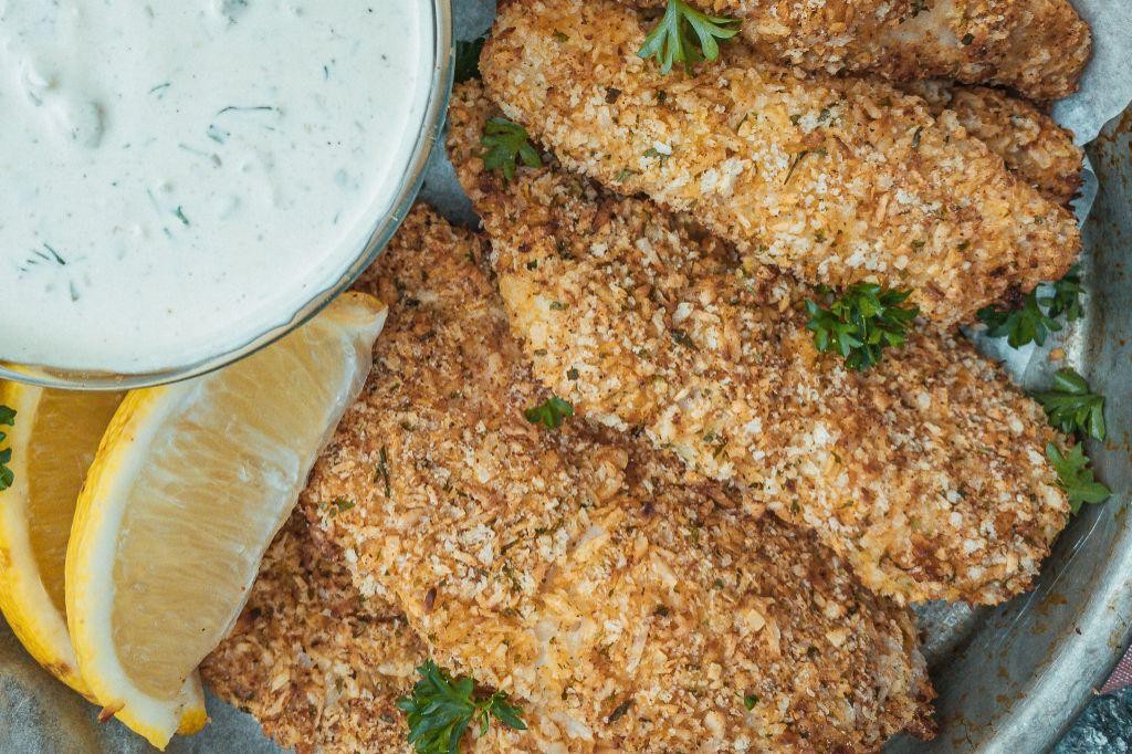 Air Fryer Flounder with Dill Yogurt Sauce