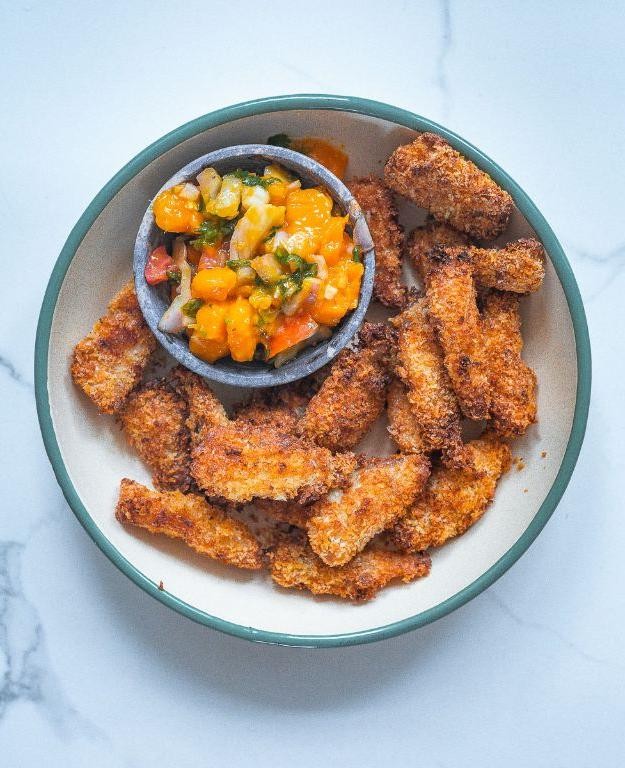 Air Fryer Flounder with Mango Salsa