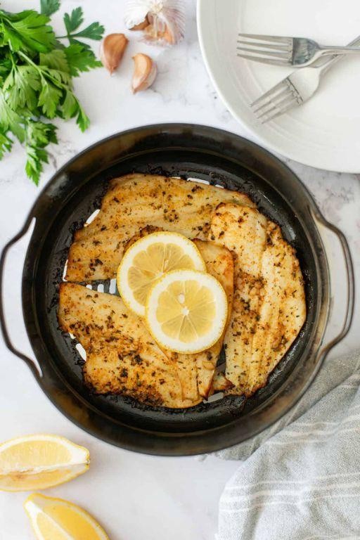 Air Fryer Lemon Garlic Flounder