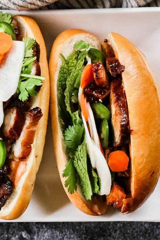 Air Fryer Pork Belly Banh Mi Sandwich