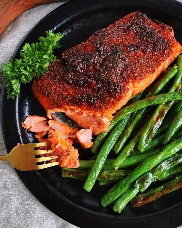 Air Fryer Salmon with Protein-Packed Green Beans