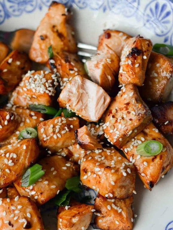 Air Fryer Teriyaki Salmon Bites