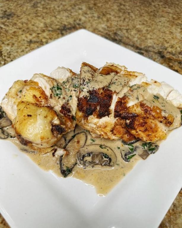 Airline Chicken Breast with Garlic Cream Sauce