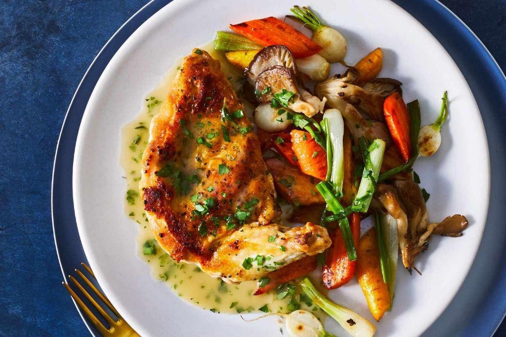 Airline Chicken Breast with Roasted Vegetables
