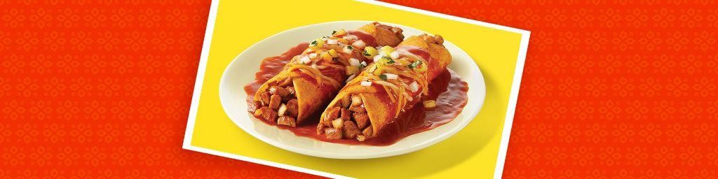Al Pastor Enchiladas with Red Sauce
