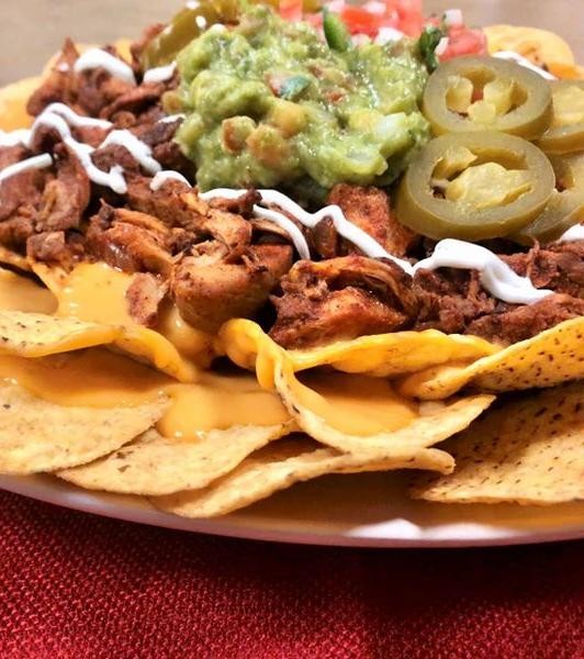 Al Pastor Nachos with Guacamole