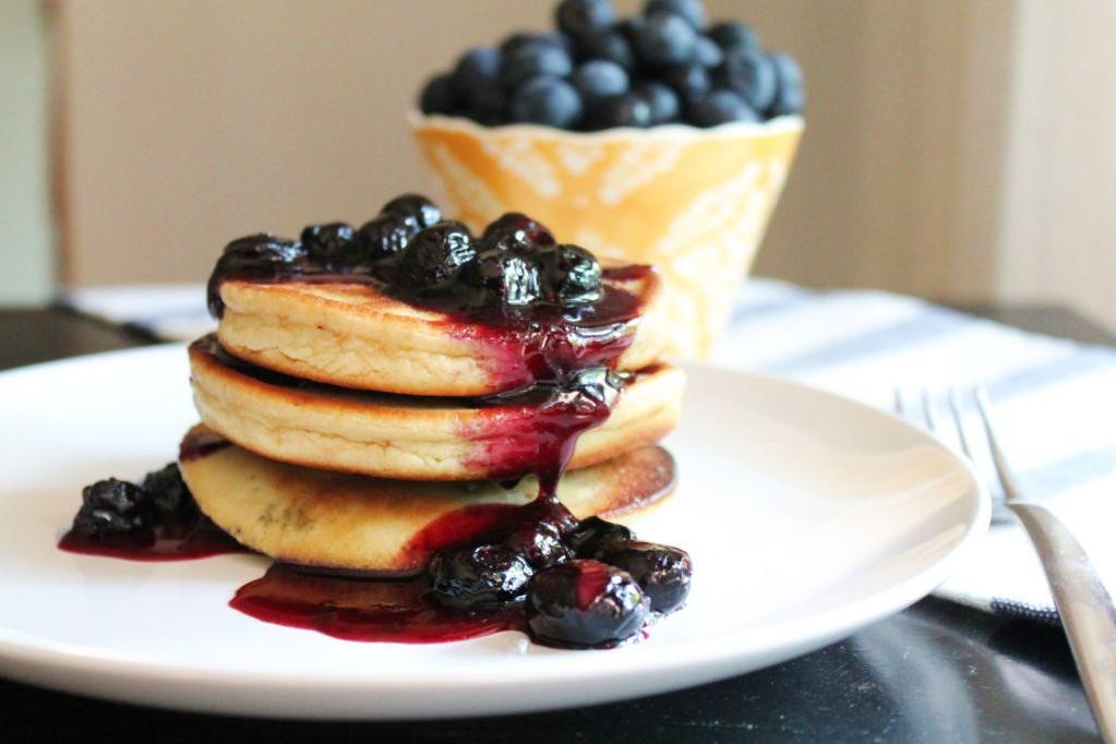 Almond Flour Pancakes with Blueberry Compote