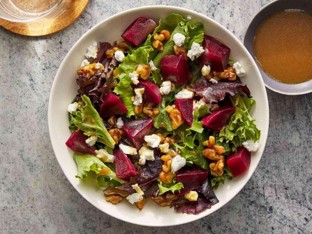 Apple Cider Glazed Beet and Goat Cheese Salad