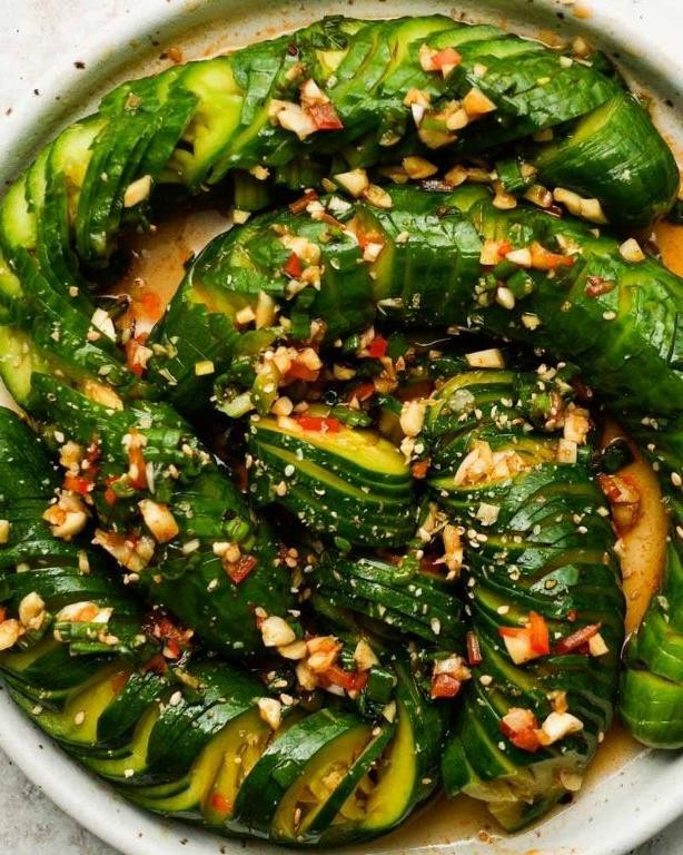Asian Cucumber Salad with Chili Garlic Dressing