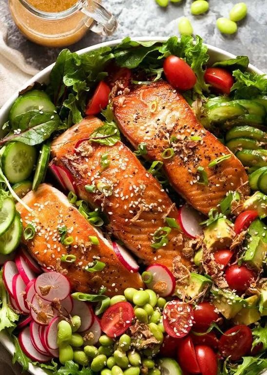 Asian-Inspired Salmon Salad with Sesame Dressing