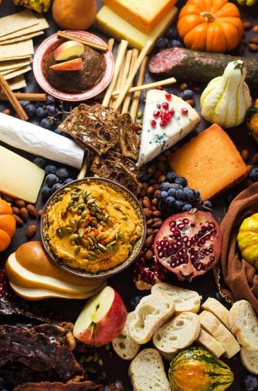 Autumn Harvest Charcuterie Board with Pumpkin Seeds