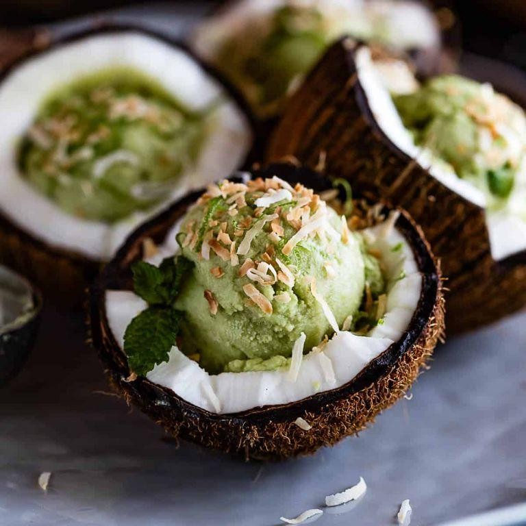 Avocado Ice Cream with Coconut Milk