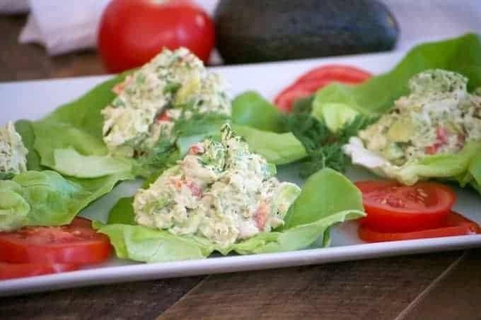 Avocado Tuna Salad Lettuce Wraps