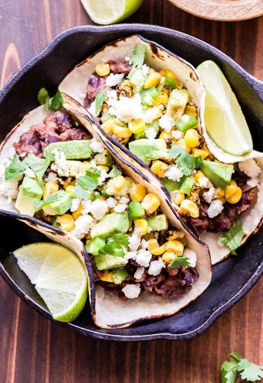 Avocado and Black Bean Tacos with Corn Tortillas