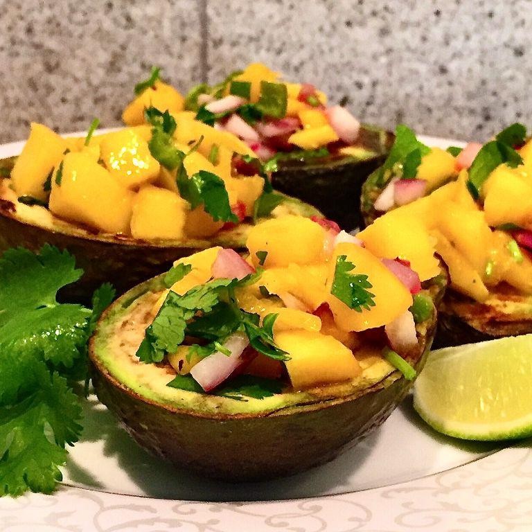 Avocado and Mango Salsa Stuffed Avocados